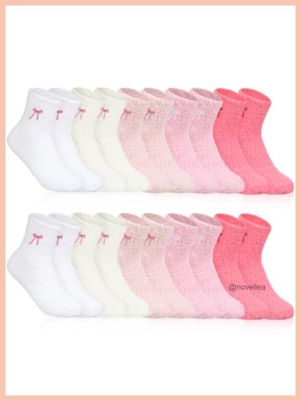 20 Pairs Bow Fuzzy Slipper Socks Coral Fleece Cozy Winter Sleeping Socks